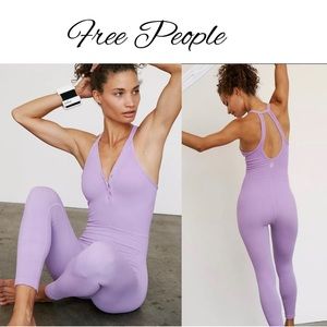 Free People - Happiness Runs Henley Onesie - Washed Purple